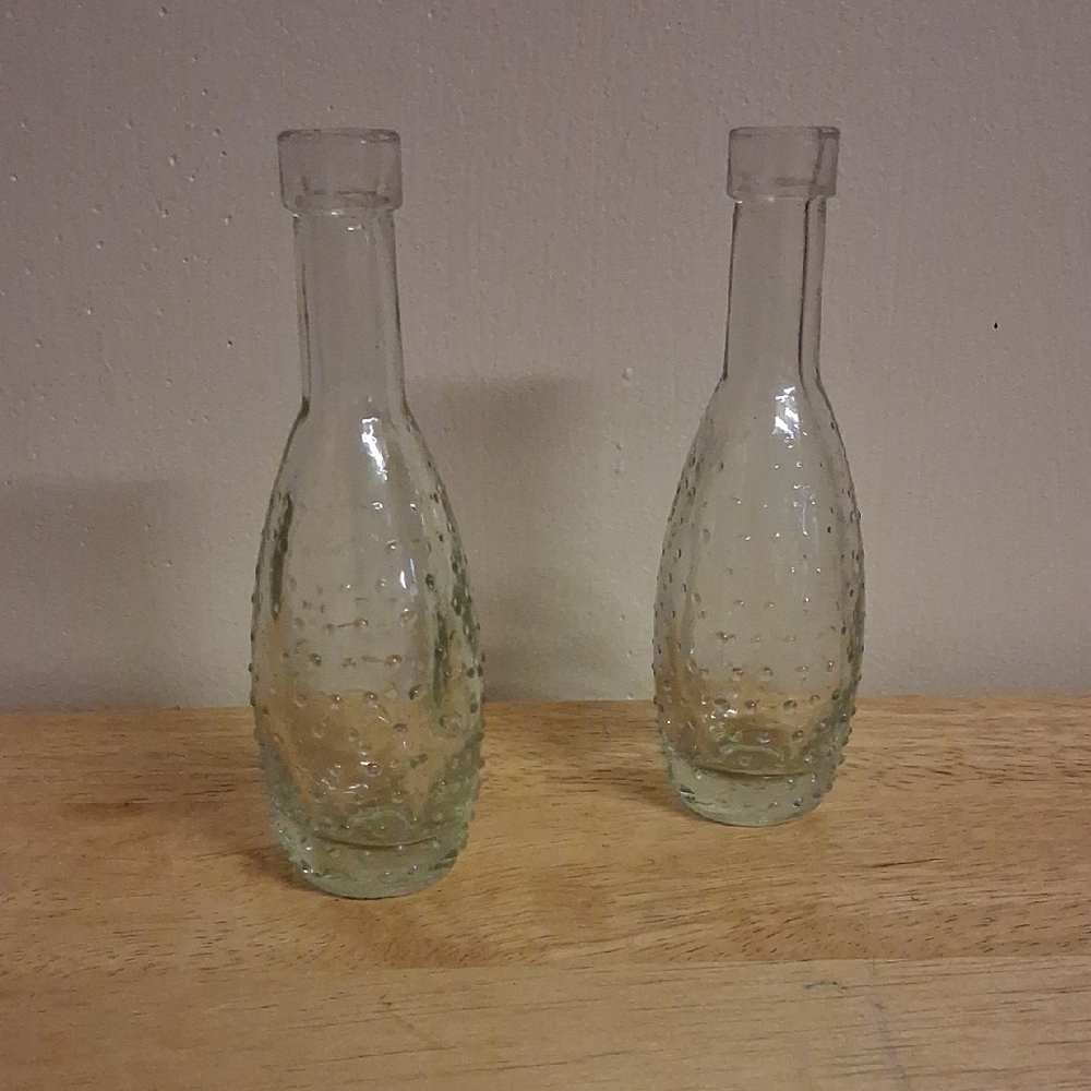 Clear Textured Glass Bud Vases - Set of 2